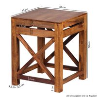 Sheesham Massivholz Beistelltische 2er Set Satztisch 40 x 40 cm