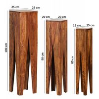 Sheesham Massivholz Beistelltische 3er Set Neu