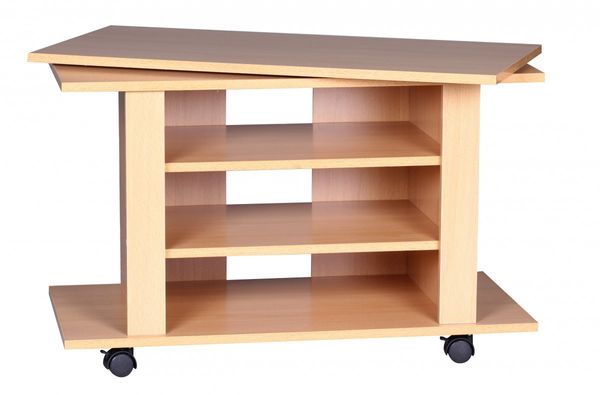 TV HiFi Bank Buche Fernsehtisch drehbar & rollbar 75 x 38 x 51 cm