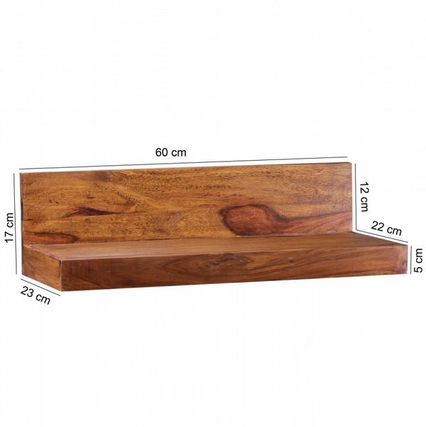 Massivholz Wandregal 60 cm Sheesham