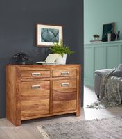 Sheesham Massiv Sideboard 90 x 40 x 70 cm montiert - Massivholz