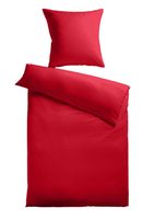 Baumwoll-Satin Bettwäsche Uni 80 x 80 + 155 x 200 cm, Farbe rot