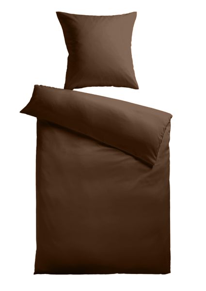 Baumwoll-Satin Bettwäsche Uni 80 x 80 + 155 x 220 cm, Farbe braun