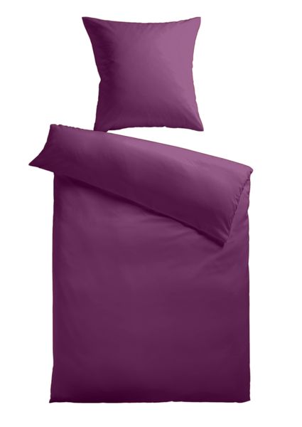 Baumwoll-Satin Bettwäsche Uni 80 x 80 + 155 x 200 cm, Farbe pflaume