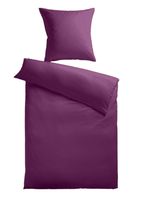 Baumwoll-Satin Bettwäsche Uni 80 x 80 + 155 x 200 cm, Farbe pflaume