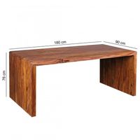 Design Natur Sheesham Massivholz Schreibtisch 180 x 90 x 76 cm