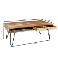 Massivholz Akazie Couchtisch 120 x 60 x 40 CM mit 2 Schubläden