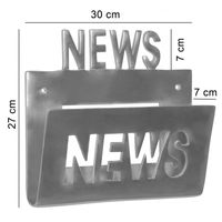 Deko Prospekthalter NEWS für die Wand Design Zeitungshalter News Zeitschriftenhalter aus Aluminium Farbe Silbe