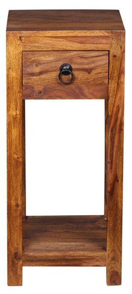 Sheesham Massivholz Beistelltisch Telefontisch 30 x 30 x 65 cm mit Schublade