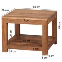 Massivholz Akazie Couchtisch 60 x 60 x 45 cm