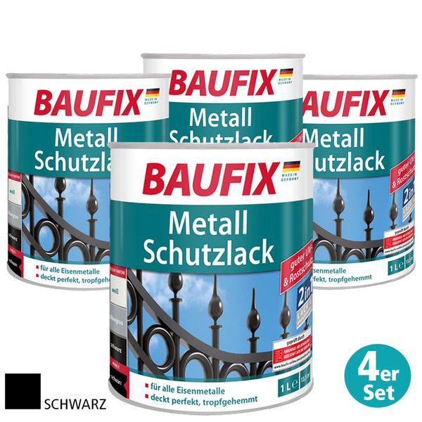 Metall-Schutzlack, Schwarz, 4er-Set