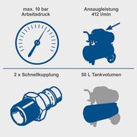 Doppelzylinder-Kompressor HC53DC, 50L