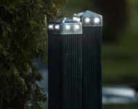 Solar-LED-Edelstahl-Pfostenabdeckung 2er-Set 91 x 91 mm