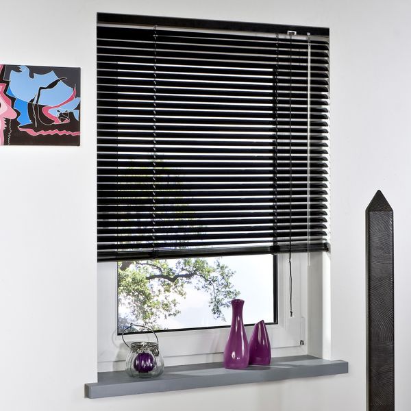 Aluminium-Jalousie, schwarz, 220 x 90 cm