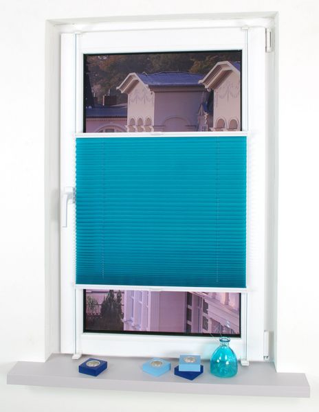 Klemmfix-Plissee verspannt, 150 x 75 cm, Blue Lagoon