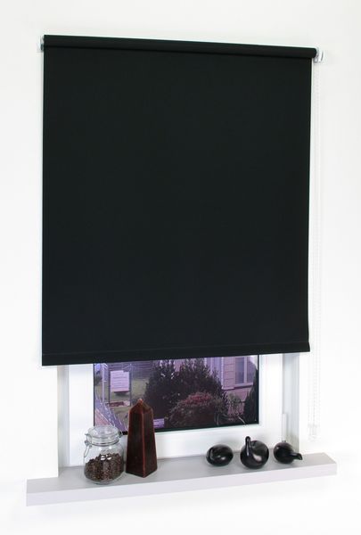 Seitenzugrollo, Kettenzugrollo, 180 x 122 cm, schwarz