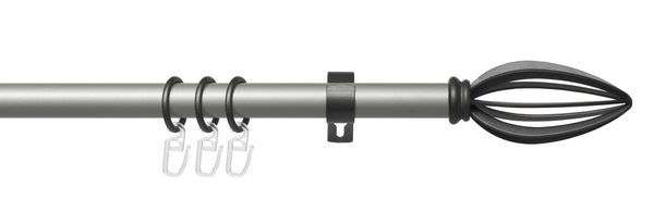 Stilgarnitur Gardinenstange Cast 20 mm Ø, 200 cm, silber-anthrazit