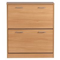 WOHNLING Schuhschrank mit 2 Klappen 87 cm Schuhkipper Buche