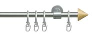 Stilgarnitur Gardinenstange Kegel 16 mm Ø, 200 cm, silbermatt-natur