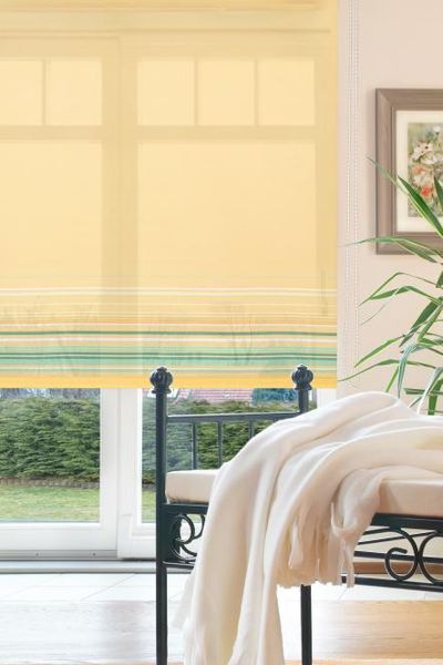 Seitenzugrollo, Kettenzugrollo, 180 x 62 cm, Dekor Bordüre gelb