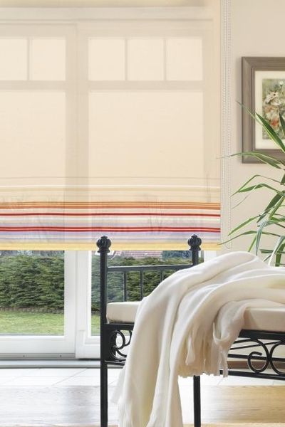 Seitenzugrollo, Kettenzugrollo, 180 x 62 cm, Dekor Bordüre beige