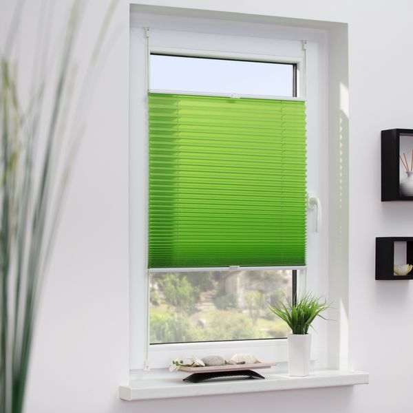 Plissee Klemmfix, ohne Bohren, verspannt - Grün, 70 cm x 210 cm (B x L)