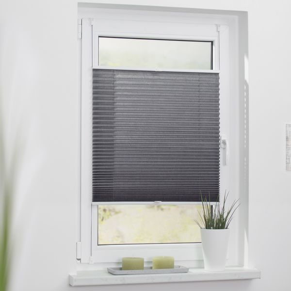 Plissee Klemmfix, ohne Bohren, verspannt - Grau, 45 cm x 130 cm (B x L)