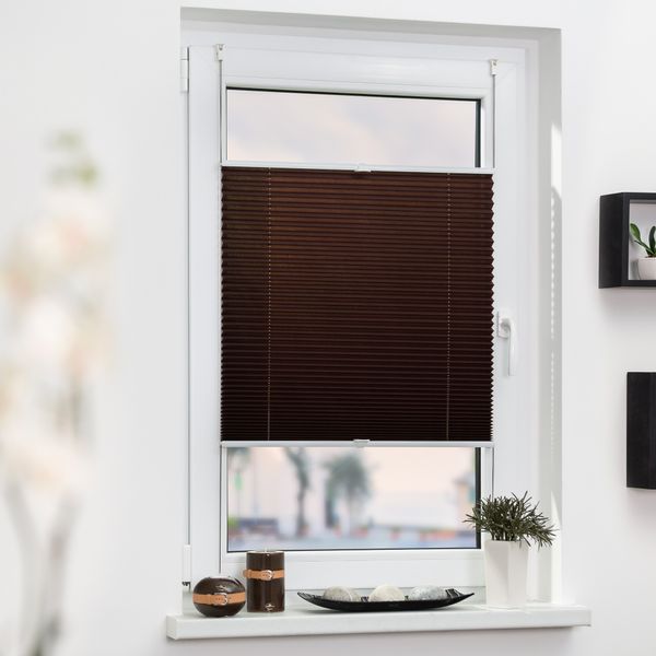 Plissee Klemmfix, ohne Bohren, verspannt - Braun, 75 cm x 130 cm (B x L)