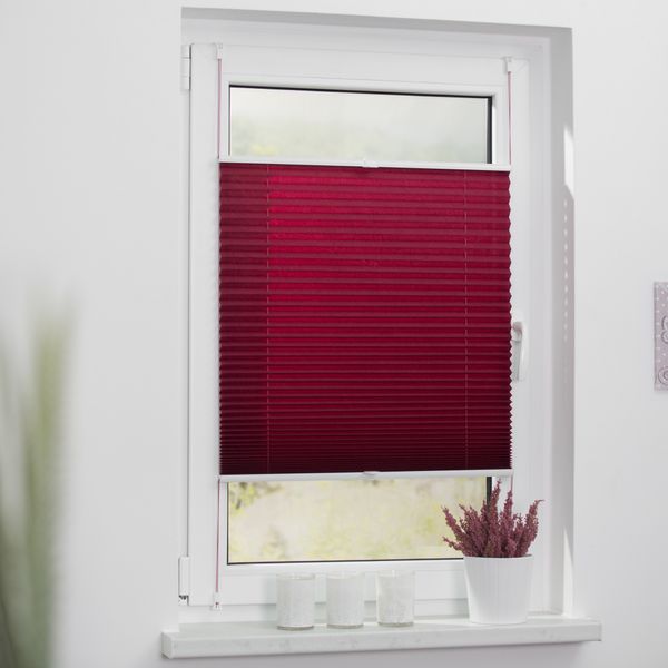 Plissee Klemmfix, ohne Bohren, verspannt - Brombeer, 80 cm x 210 cm (B x L)