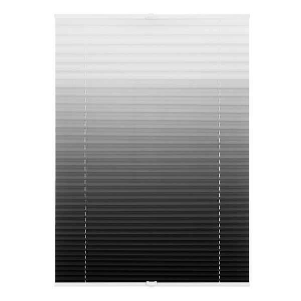 Plissee Klemmfix, ohne Bohren, verspannt, Farbverlauf - Grau Weiß, 90 cm x 130 cm (B x L)
