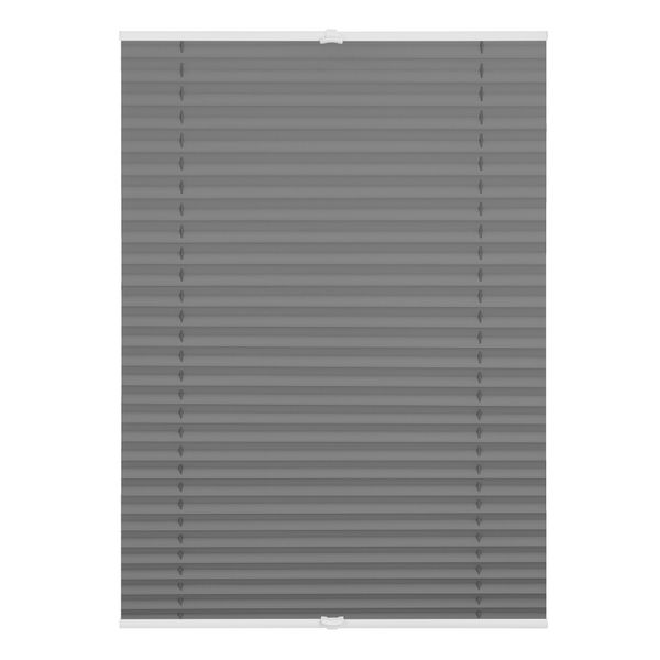 Plissee Klemmfix, Thermo, ohne Bohren, verspannt, Verdunkelung - Grau, 60 cm x 130 cm (B x L)