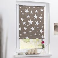 Rollo Klemmfix, ohne Bohren, Verdunkelung, Sterne - Grau-Weiß, 70 cm x 180 cm (B x L)