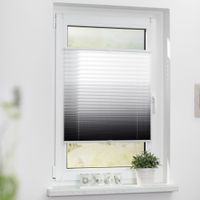 Plissee Klemmfix, ohne Bohren, verspannt, Farbverlauf - Grau Weiß, 45 cm x 130 cm (B x L)