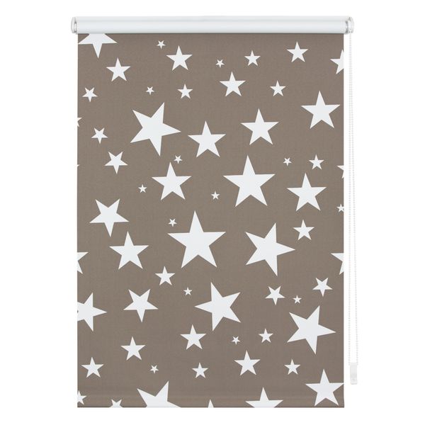 Rollo Klemmfix, ohne Bohren, Verdunkelung, Sterne - Grau-Weiß, 140 cm x 180 cm (B x L)