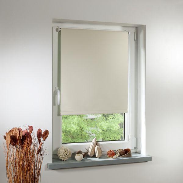 Thermo-Rollo Klemmfix, ohne Bohren, Verdunkelung - Creme, 80 cm x 220 cm (B x L)