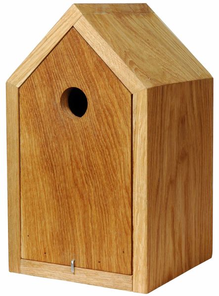 Design-Nistkasten, Eiche geölt, mit Spitzdach