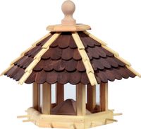 Vogelhaus mit Futtersilo, braun