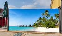 Seitenmarkise mit Fotodruck Südsee 1,6x3m, rechts - Auszug links