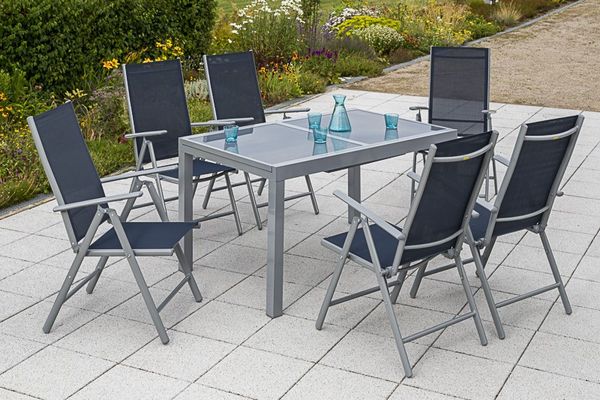 7tlg. Amalfi Klappsessel Set, marineblau