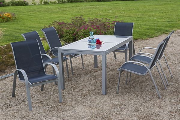 7tlg. Amalfi Stapelsessel Set, marineblau