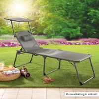 XXL-Komfort-Sonnenliege inkl. Kissen gepolstert aus Aluminium, ca. 193 x 67 x 48 cm - Anthrazit