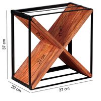 Weinregal Massiv-Holz Sheesham Flaschenregal Standregal für ca. 16 Flaschen mit Metallrahmen Holzregal X-Form