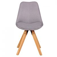 2er Set Retro Esszimmerstuhl Hellgrau Polsterstuhl Stoff-Bezug Rückenlehne Design Küchen-Stuhl gepolstert