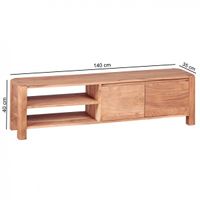 Lowboard Massivholz Akazie Kommode 140 cm TV-Board Ablage-Fächer Landhaus-Stil Unterschrank 40 cm TV-Möbel