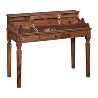 Schreibtisch Massivholz Sheesham | Sekretär 115 x 100 x 60 cm mit 3 Schubladen