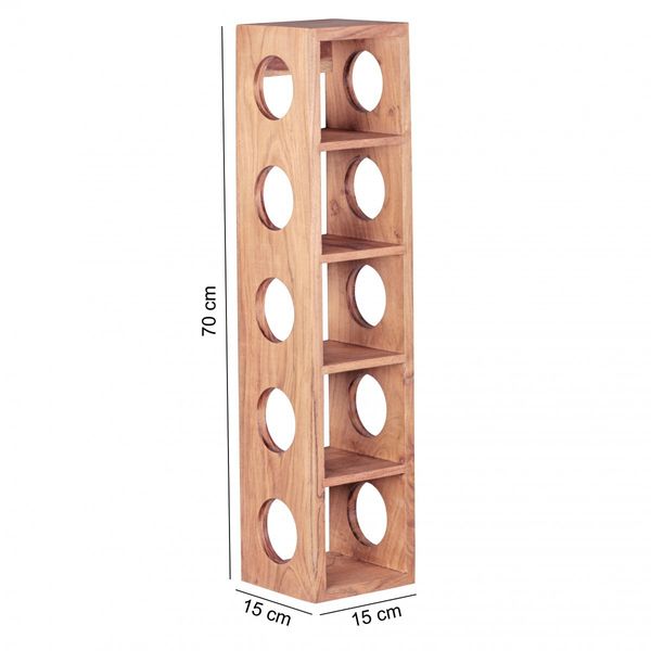 Weinregal Massiv-Holz Akazie Flaschen-Regal Wandmontage für 5 Flaschen modern mit Ablage 70 cm