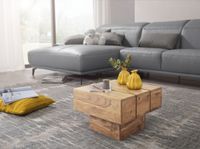 Beistelltisch Massivholz Akazie Wohnzimmertisch 44 x 44 x 30 cm Couchtisch Massiv Landhaus Cube quadratisch