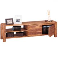 Lowboard Massivholz Sheesham Kommode 140 cm TV-Board Ablage-Fächer Landhaus-Stil Unterschrank 40 cm TV-Möbel
