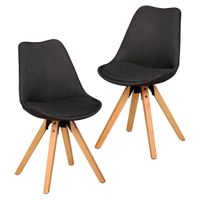2er Set Retro Esszimmerstuhl Anthrazit Polsterstuhl Stoff-Bezug Rückenlehne Design Küchen-Stuhl gepolstert