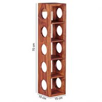 Weinregal Massiv-Holz Sheesham Flaschen-Regal Wandmontage für 5 Flaschen Holzregal modern mit Ablage 70 cm